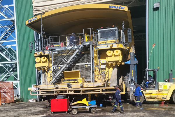 The Komatsu 930E haul truck at Mogalakwena Platinum Mine in South Africa.