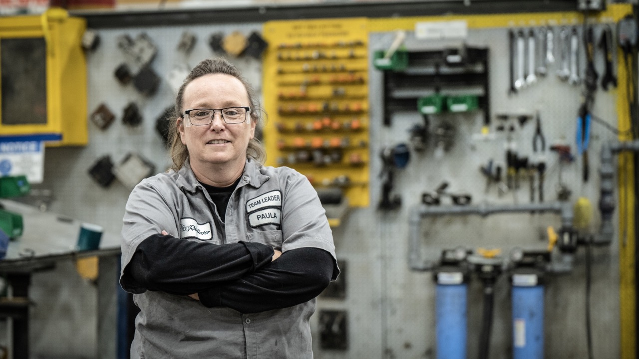 Team Leader Paula Pinkelman stands in L&M Radiator's Yankton, South Dakota facility